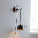 GobekUsa LED Wall Sconce Modern Japan Style Ceramic Lampshade Wooden Base Light