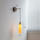 GobekUsa LED Wall Sconce Modern Japan Style Ceramic Lampshade Wooden Base Light