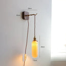 GobekUsa LED Wall Sconce Modern Japan Style Ceramic Lampshade Wooden Base Light