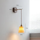 GobekUsa LED Wall Sconce Modern Japan Style Ceramic Lampshade Wooden Base Light