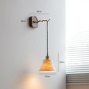 GobekUsa LED Wall Sconce Modern Japan Style Ceramic Lampshade Wooden Base Light