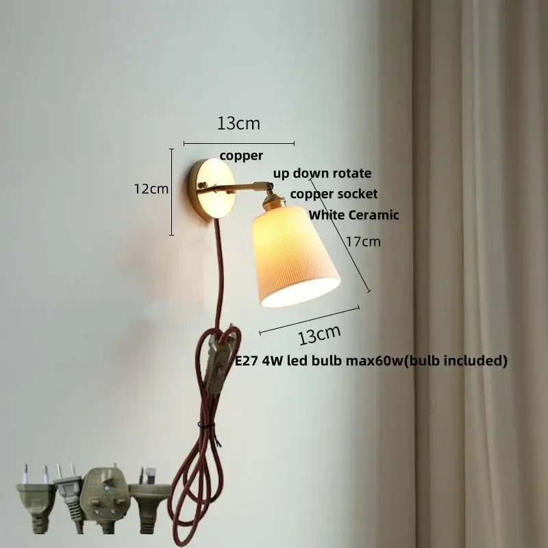 GobekUsa Ceramic LED Wall Lights with Pull Chain Switch for Bathroom Mirror, photo 17 of 22