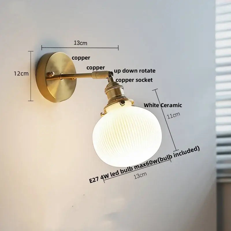 GobekUsa Ceramic LED Wall Lights with Pull Chain Switch for Bathroom Mirror, photo 13 of 22