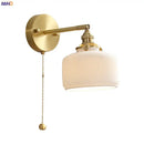 GobekUsa Ceramic LED Wall Lamp Pull Chain Bedroom Bathroom Mirror Light