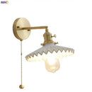 GobekUsa Ceramic LED Wall Lamp Pull Chain Bedroom Bathroom Mirror Light