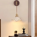 Vintage brass and scalloped glass wall sconce bedroom light by Decorbites