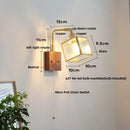 GobekUsa LED Walnut Wood Cube Glass Wall Light with Pull Chain Switch