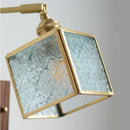GobekUsa LED Walnut Wood Cube Glass Wall Light with Pull Chain Switch