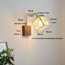 GobekUsa LED Walnut Wood Cube Glass Wall Light with Pull Chain Switch