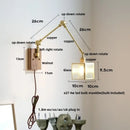 GobekUsa LED Walnut Wood Cube Glass Wall Light with Pull Chain Switch