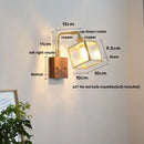 GobekUsa LED Walnut Wood Cube Glass Wall Light with Pull Chain Switch