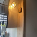 GobekUsa LED Walnut Wood Cube Glass Wall Light with Pull Chain Switch