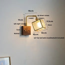 GobekUsa LED Walnut Wood Cube Glass Wall Light with Pull Chain Switch