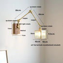 GobekUsa LED Walnut Wood Cube Glass Wall Light with Pull Chain Switch
