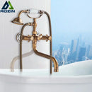 GobekUsa Brass Antique Tub Faucet with Long Spout, Rotate Handle and Handshower