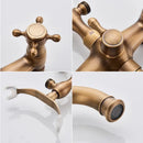 GobekUsa Brass Antique Tub Faucet with Long Spout, Rotate Handle and Handshower