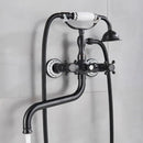 GobekUsa Brass Antique Tub Faucet with Long Spout, Rotate Handle and Handshower