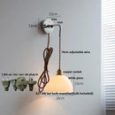 GobekUsa Ceramic LED Wall Lamp with Pull Chain Switch, Adjustable Stair Light Sconce