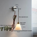 GobekUsa Ceramic LED Wall Lamp with Pull Chain Switch, Adjustable Stair Light Sconce