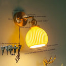 GobekUsa Brass Ceramic LED Wall Light | Nordic Modern Bedside Lamp for Bedroom, Bathroom, and Sofa