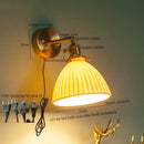 GobekUsa Brass Ceramic LED Wall Light | Nordic Modern Bedside Lamp for Bedroom, Bathroom, and Sofa