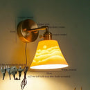 GobekUsa Brass Ceramic LED Wall Light | Nordic Modern Bedside Lamp for Bedroom, Bathroom, and Sofa
