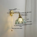 GobekUsa Ceramic LED Wall Light with Pull Chain Switch for Bedroom Bathroom Living Room