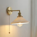 GobekUsa Ceramic LED Wall Light with Pull Chain Switch for Bedroom Bathroom Living Room