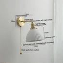 GobekUsa Ceramic LED Wall Light with Pull Chain Switch for Bedroom Bathroom Living Room
