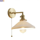 GobekUsa Ceramic LED Wall Light with Pull Chain Switch for Bedroom Bathroom Living Room