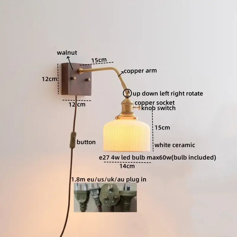 GobekUsa Ceramic LED Wall Sconce Pull Chain Switch Mirror Light Fixtures, photo 17 of 22