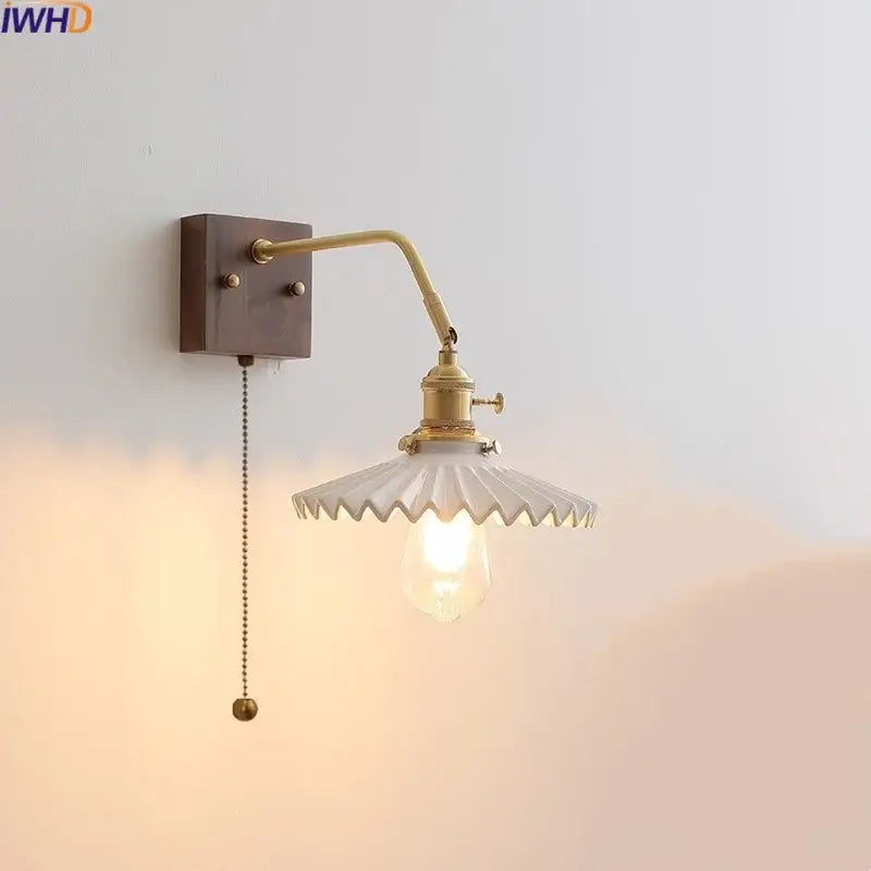 GobekUsa Ceramic LED Wall Sconce Pull Chain Switch Mirror Light Fixtures