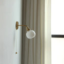 GobekUsa Clear Glass LED Wall Sconce Pull Chain Switch Modern Bathroom Mirror Light