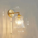 GobekUsa Clear Glass LED Wall Light Copper Pull Chain Switch Modern Wandlamp
