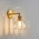 GobekUsa Clear Glass LED Wall Light Copper Pull Chain Switch Modern Wandlamp