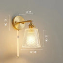 GobekUsa Clear Glass LED Wall Light Copper Pull Chain Switch Modern Wandlamp