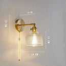 GobekUsa Clear Glass LED Wall Light Copper Pull Chain Switch Modern Wandlamp