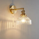 GobekUsa Clear Glass LED Wall Light Copper Pull Chain Switch Modern Wandlamp