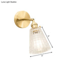 GobekUsa Postmodern Gold Wall Light with Clear Ribbed Glass - Conical Design, Rotating Feature, 1 Light Kit