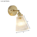 GobekUsa Postmodern Gold Wall Light with Clear Ribbed Glass - Conical Design, Rotating Feature, 1 Light Kit