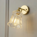GobekUsa Postmodern Gold Wall Light with Clear Ribbed Glass - Conical Design, Rotating Feature, 1 Light Kit