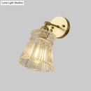 GobekUsa Postmodern Gold Wall Light with Clear Ribbed Glass - Conical Design, Rotating Feature, 1 Light Kit