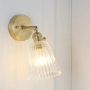 GobekUsa Postmodern Gold Wall Light with Clear Ribbed Glass - Conical Design, Rotating Feature, 1 Light Kit