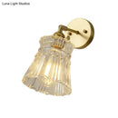 GobekUsa Postmodern Gold Wall Light with Clear Ribbed Glass - Conical Design, Rotating Feature, 1 Light Kit
