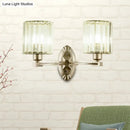 GobekUsa Silver Modern Cylinder Crystal Wall Light Fixture for Living Room - 1/2 Lights Sconce