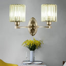 GobekUsa Silver Modern Cylinder Crystal Wall Light Fixture for Living Room - 1/2 Lights Sconce