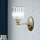 GobekUsa Silver Modern Cylinder Crystal Wall Light Fixture for Living Room - 1/2 Lights Sconce
