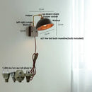 Vintage brass & dark wood wall light sconce bedroom pull chain lamp by Decorbites