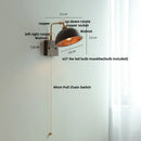 Vintage brass & dark wood wall light sconce bedroom pull chain lamp by Decorbites