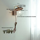 Vintage brass & dark wood wall light sconce bedroom pull chain lamp by Decorbites